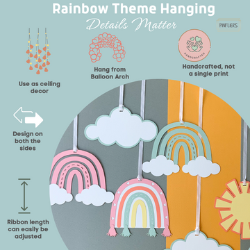 Pinfliers Boho Rainbow theme pastel birthday party decoration, Hanging, A set of 6